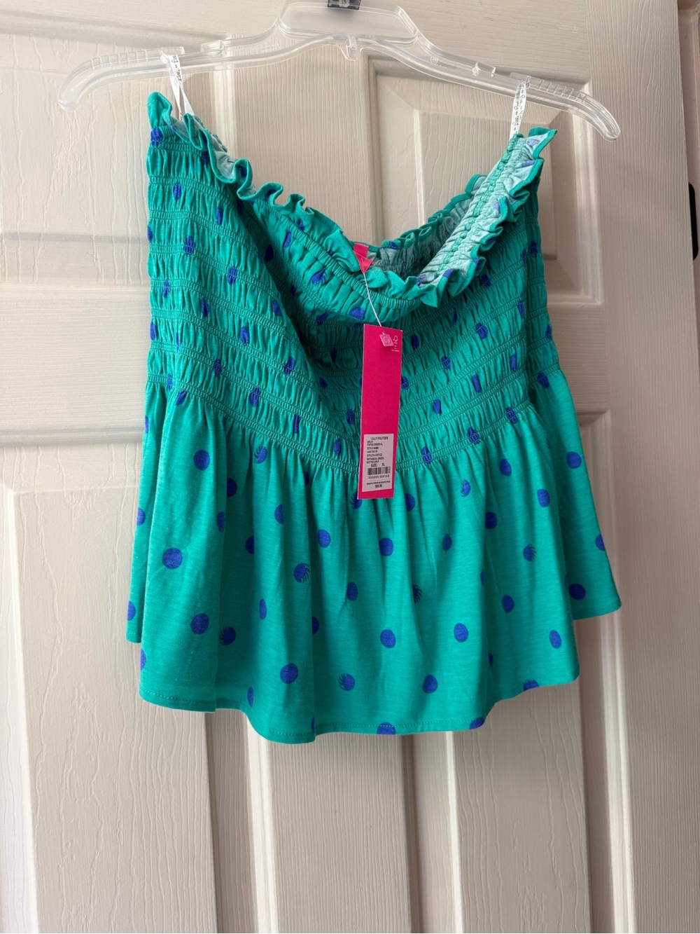 Lilly Pulitzer Turquoise Top with Blue Polka Dots